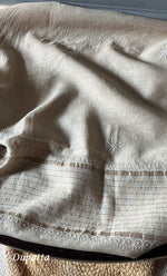 Load image into Gallery viewer, Women's Lakhnavi Handcrafted Munga Silk Semi - Stitched Chikankari Kurta And Dupatta Set- HONC0265423