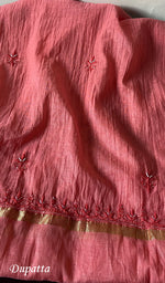 Load image into Gallery viewer, Women's Lucknowi Handcrafted Mul Chanderi Chikankari Full Suit Material - HONC0260945