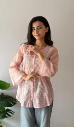 将图像加载到图库查看器中, Vaanya Women's Lakhnavi Handcrafted Mul Chanderi Chikankari Top - HONC03345789