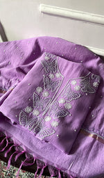 将图像加载到图库查看器中, Women's Lakhnavi Handcrafted Unstitchd Mul Chanderi Kurta And Dupatta Set - HONC0330025