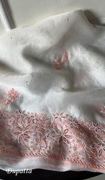 将图像加载到图库查看器中, Women's Lakhnavi Handcrafted Pure Organza Chikankari Unstitched Kurta And Dupatta Set - HONC0270716