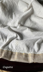 Load image into Gallery viewer, Women's Lakhnavi Handcrafted Mul Chanderi Semi - Stitched Angrakha And Dupatta Set- HONC0267145