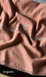 Load image into Gallery viewer, Women's Lakhnavi Handcrafted Maheshwari Mul Chanderi Semi - Stitched Kurta And Dupatta Set - HONC0271066