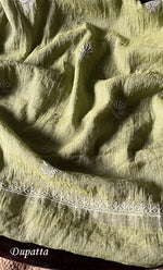 Load image into Gallery viewer, Women's Lakhnavi Handcrafted Tissue Chanderi Unstitched Kurta And Dupatta Set- HONC0270642