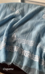 Load image into Gallery viewer, Women's Lakhnavi Handcrafted Unstitched Faux-Georgette Chikankari Suit Material - HONC0263365