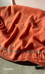 Load image into Gallery viewer, Women's Lakhnavi Handcrafted Mul Chanderi Semi-Stitched Kurta And Dupatta Set - HONC0323627