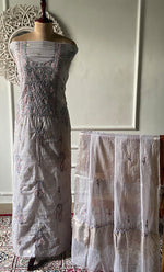 Load image into Gallery viewer, Women's Lakhnavi Handcrafted Mul Chanderi Unstitched Chikankari Full Suit Material - HONC0316861