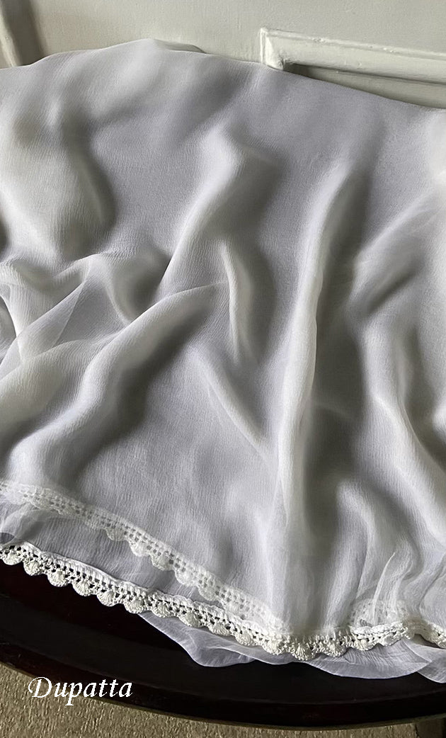 Women's Lakhnavi Handcrafted Unstitched Cotton Chikankari Suit Material - HONC0317002