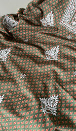 Load image into Gallery viewer, Women's Lucknowi Handcrafted Cotton Chikankari Unstitched Kurti Fabric - HONC086727