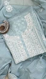 Load image into Gallery viewer, Chavi Women's Lakhnavi Handcrafted Cotton Chikankari Kurta And Dupatta Set- HONC0212209
