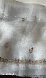 将图像加载到图库查看器中, Women's Lakhnavi Handcrafted Pure Organza Chikankari Unstitched Kurta And Dupatta Set-  HONC02831111