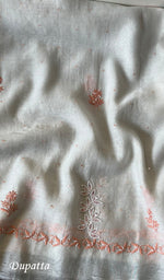 Load image into Gallery viewer, Saziya Women's Lakhnavi Handcrafted Mul Chanderi Semi - Stitched Kurta And Dupatta Set - HONC0288862