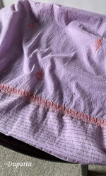 Load image into Gallery viewer, Women's Lakhnavi Handcrafted Mul Chanderi Unstitched Kurta And Dupatta Set - HONC0273558