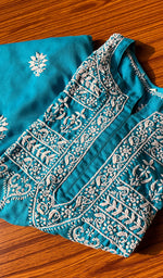 将图像加载到图库查看器中, Women's Lakhnavi Handcrafted Cotton Chikankari Kurti - HONC017908