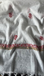 Load image into Gallery viewer, Women's Lakhnavi Handcrafted Mul Chanderi Unstitched Kurta And Dupatta Set - HONCO278138