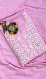 将图像加载到图库查看器中, Women's Lakhnavi Handcrafted Modal Cotton Chikankari Kurta Dupatta- HONC0159569