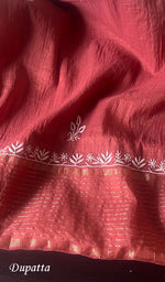 Load image into Gallery viewer, Women's Lakhnavi Handcrafted Mul Chanderi Unstitched Kurta And Dupatta Set - HONC0269579