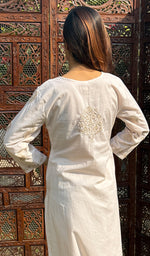 Load image into Gallery viewer, Women's Lucknowi Handcrafted Modal Cotton Chikankari Kurti - HONC0234374