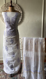 将图像加载到图库查看器中, Women's Lakhnavi Handcrafted Mul Chanderi Unstitched Kurta And Dupatta Set - HONC0314668