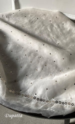 Load image into Gallery viewer, Women's Lakhnavi Handcrafted Pure Organza Chikankari Unstitched Kurta And Dupatta Set- HONC0319070