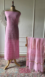 Load image into Gallery viewer, Women's Lakhnavi Handcrafted Chanderi Silk Unstitched Chikankari Full Suit - HONC0369259