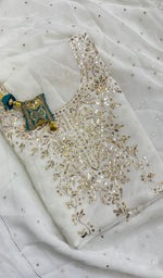 Load image into Gallery viewer, Women's Lucknowi Handcrafted Viscose Georgette Chikankari Kurta And Dupatta Set - HONC0144589