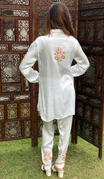 Load image into Gallery viewer, Women's Lakhnavi Handcrafted Modal Cotton Chikankari Top And Pant Set - HONC0244566