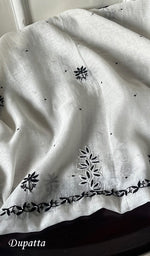 将图像加载到图库查看器中, Saziya Women's Lakhnavi Handcrafted Mul Chanderi Semi - Stitched Kurta And Dupatta Set - HONC0253601