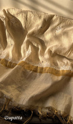 将图像加载到图库查看器中, Women's Lakhnavi Handcrafted Tissue Chanderi Semi -stitched Anarkali And Dupatta Set - HONC0264007