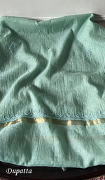 Load image into Gallery viewer, Women's Lakhnavi Handcrafted Mul Chanderi Unstitched Chikankari Full Suit Material - HONC0345043