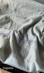 Load image into Gallery viewer, Women's Lakhnavi Handcrafted Mul Chanderi Semi - Stitched Angrakha And Dupatta Set - HONC0284711