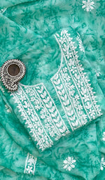 Load image into Gallery viewer, Women's Lucknowi Handcrafted Kota Chanderi Chikankari Kurta And Dupatta Set - HONC0142189