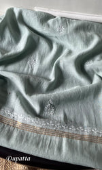 将图像加载到图库查看器中, Women's Lakhnavi Handcrafted Maheshwari Mul Chanderi Semi - Stitched Kurta And Dupatta Set - HONC0239045