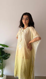 Load image into Gallery viewer, Pragya Women's Lucknowi Handcrafted Mul chanderi Chikankari Kaftan - HONC03615793
