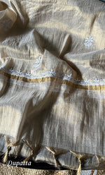 将图像加载到图库查看器中, Women's Lakhnavi Handcrafted Tissue Chanderi Unstitched Kurta And Dupatta Set - HONC0278193