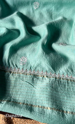 Load image into Gallery viewer, Women's Lakhnavi Handcrafted Munga Silk Chikankari Kurta And Dupatta Set- HONC0282384
