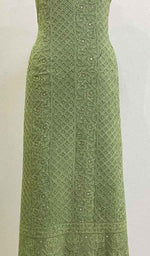 将图像加载到图库查看器中, Women's Lakhnavi Handcrafted Viscose Georgette Chikankari Unstitched Kurti Fabric - HONC0206902