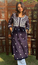 Load image into Gallery viewer, Women's Lakhnavi Handcrafted Cotton Chikankari Kurti - HONC0268668