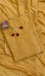 Load image into Gallery viewer, Lucknowi Handcrafted Muslin Chikankari Suit Material - HONC0129622