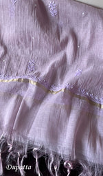 Load image into Gallery viewer, Women's Lakhnavi Handcrafted Mul Chanderi Chikankari Full Suit Material - HONC0279288