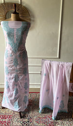 Load image into Gallery viewer, Women's Lakhnavi Handcrafted Cotton Unstitched Chikankari Suit Material - HONC0358196