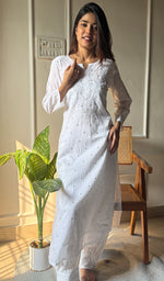 将图像加载到图库查看器中, Women's Lucknowi Handcrafted Cotton Chikankari Kurti - HONC0295908