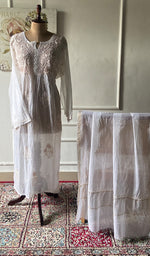 Load image into Gallery viewer, Women's Lakhnavi Handcrafted Mul Chanderi Semi - Stitched Kurta And Dupatta Set - HONC0343195