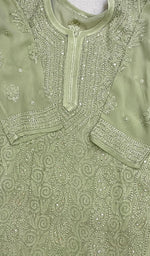 将图像加载到图库查看器中, Women's Lakhnavi Handcrafted Viscose Georgette Chikankari Kurti - HONC0204827