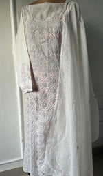 Load image into Gallery viewer, Women's Lakhnavi Handcrafted Linen Cotton Semi -Stitched Kurta And Dupatta Set - HONC0269957
