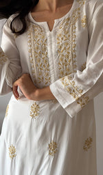 Load image into Gallery viewer, Women's Lakhnavi Handcrafted Modal Cotton Chikankari Kurti And Palazzo Set - HONC0378678