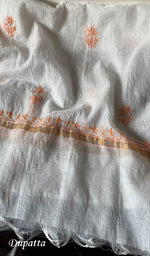 Load image into Gallery viewer, Women's Lakhnavi Handcrafted Mul Chanderi Unstitched Kurta And Dupatta Set - HONC0266913