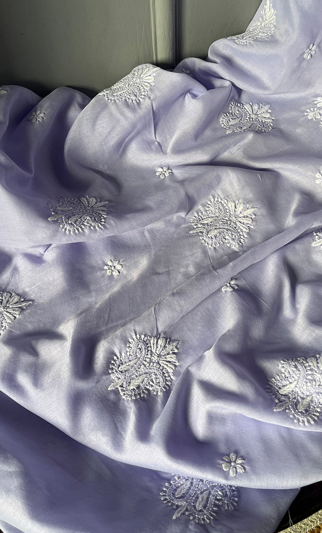 Women's Lakhnavi Handcrafted Cotton Chikankari Unstitched Kurti Fabric - HONC0302637