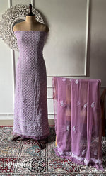 Load image into Gallery viewer, Vamika Women's Lucknowi Handcrafted Faux-Georgette Unstitched Chikankari Suit Material - HONC0330345