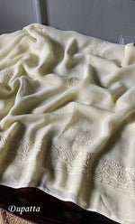 Load image into Gallery viewer, Women's Lucknowi Handcrafted Viscose Georgette Semi - Stitched Chikankari Anarkali and Dupatta Set- HONC0283218